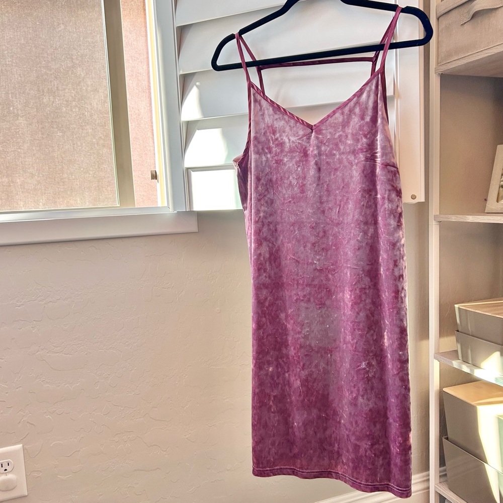 Roxy Velvet Camisole Dress | Size L in Blush Berry Maroon Color | Crushed Velvet - Picture 2 of 13